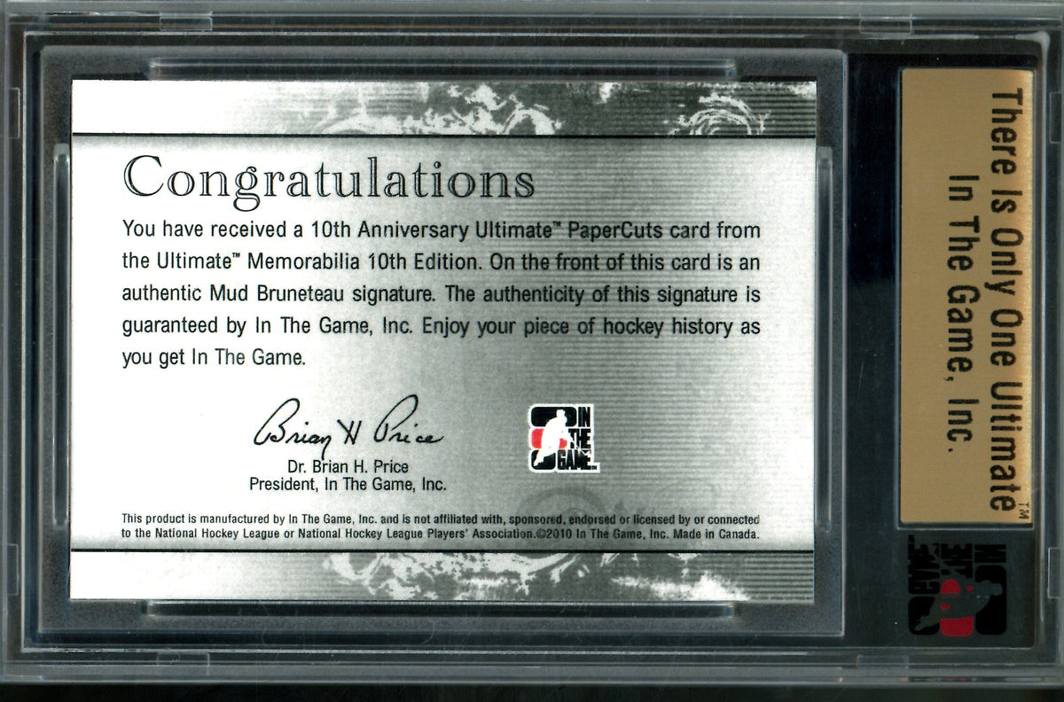 2010 In the Game Mud Bruneteau Papercuts Autograph 1/1 Redwings