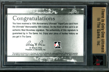 2010 In the Game Mud Bruneteau Papercuts Autograph 1/1 Redwings
