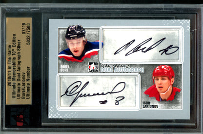 2010 In the Game Pavel Bure / Larionov Dual Autograph Silver Encased /19 Canucks