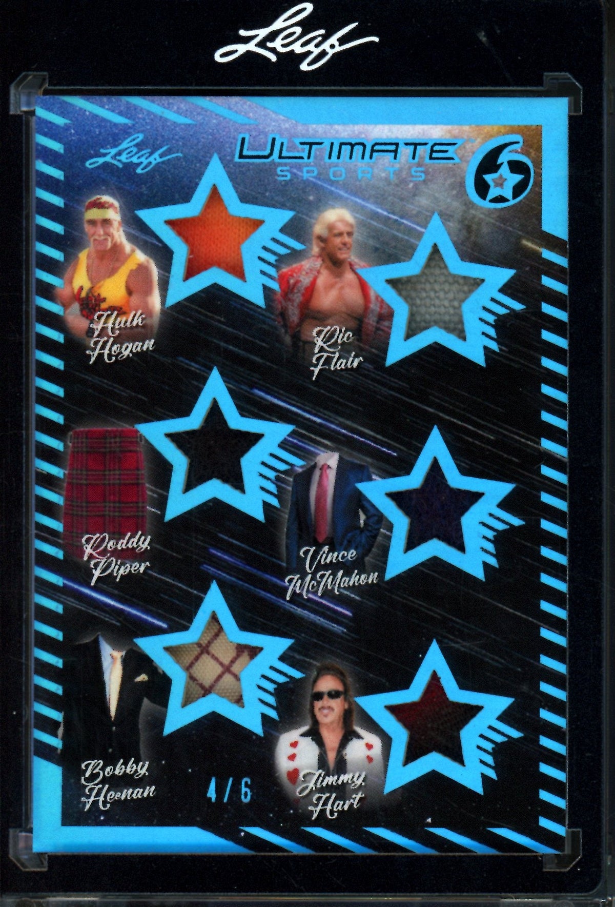 2026 Leaf Ultimate Sports Hogan / Flair / Piper / McMahon / Heenan / Hart 6-Patch Relics /6