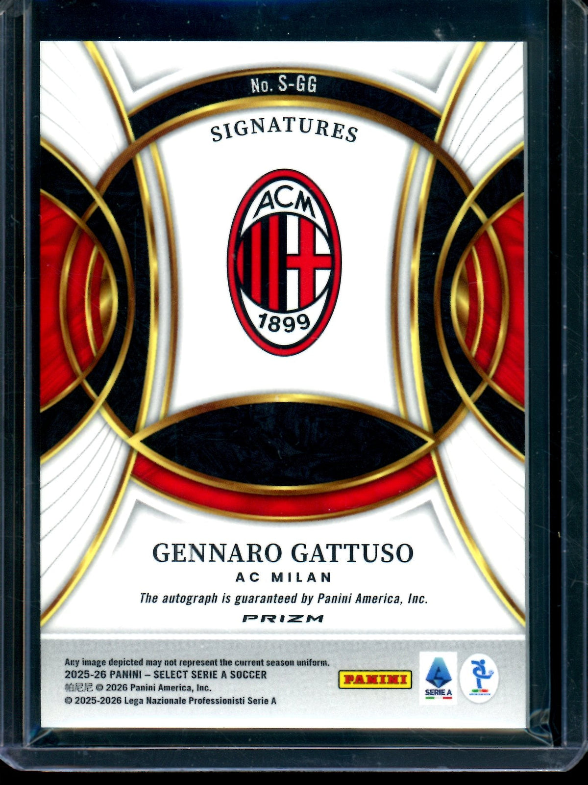 2025 Panini Select Gennaro Gattuso Silver Autograph AC Milan