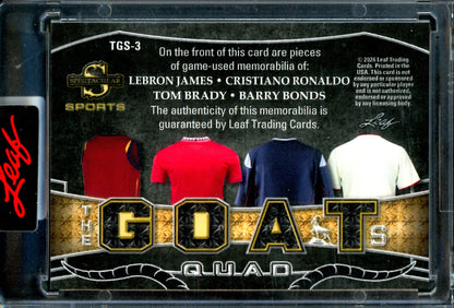 2026 Leaf Spectacular Lebron James / Ronaldo / Brady / Bonds Quad Relic /15