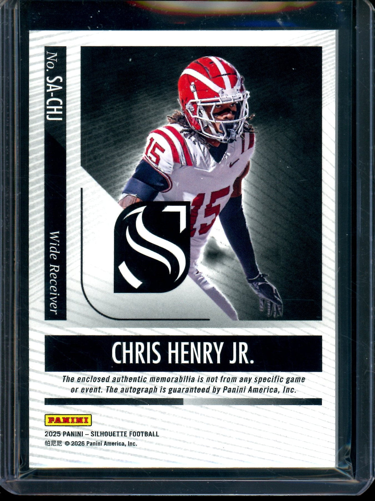 2025 Panini Silhouette Chris Henry Jr Patch Autograph /75