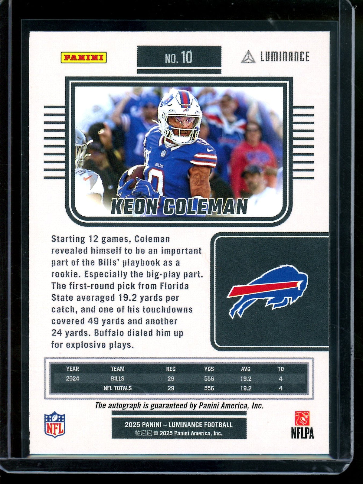 2025 Panini Luminance Keon Coleman Autograph /50 Bills