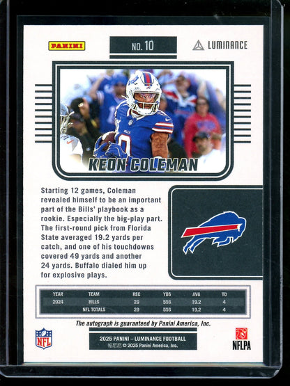 2025 Panini Luminance Keon Coleman Autograph /50 Bills