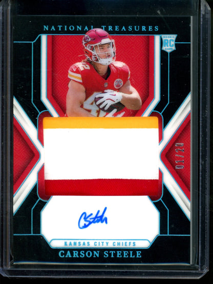 2024 Panini National Treasures Carson Steele Rookie Patch Autograph /20 Chiefs - Trading Card Market