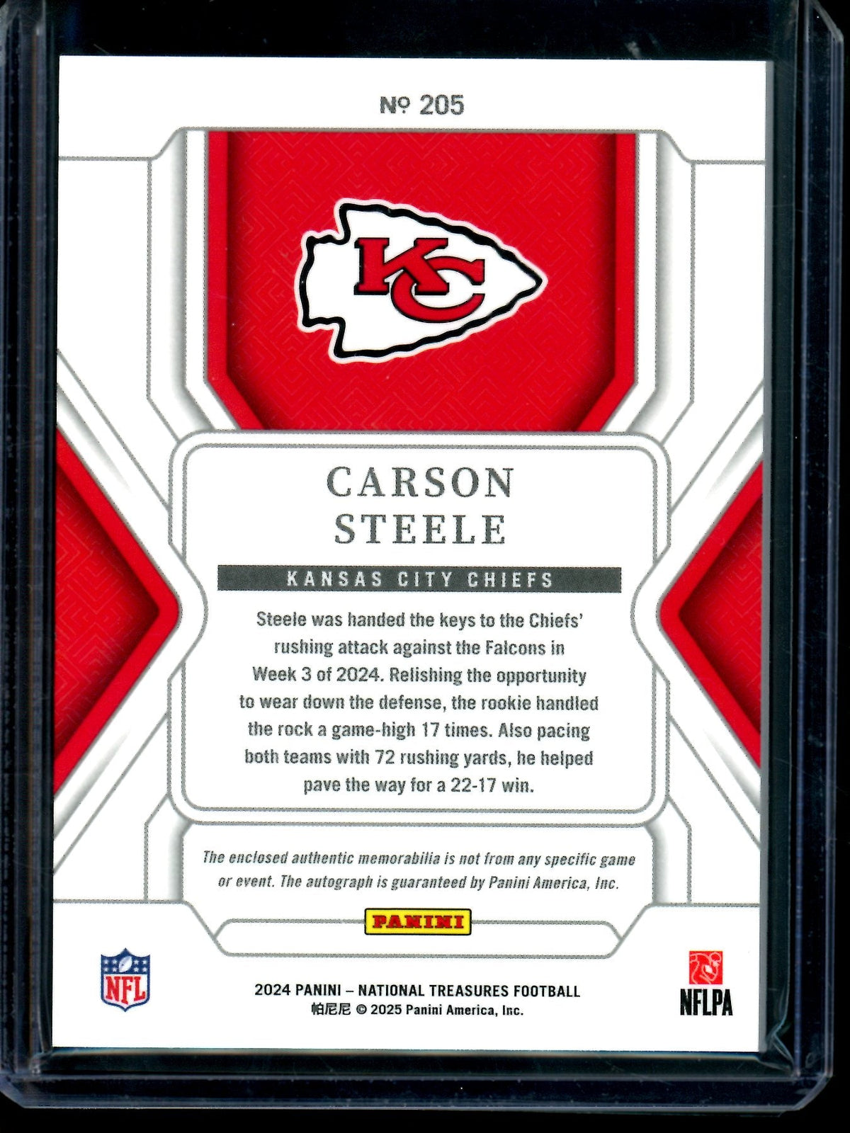 2024 Panini National Treasures Carson Steele Rookie Patch Autograph /20 Chiefs - Trading Card Market