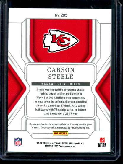 2024 Panini National Treasures Carson Steele Rookie Patch Autograph /20 Chiefs - Trading Card Market