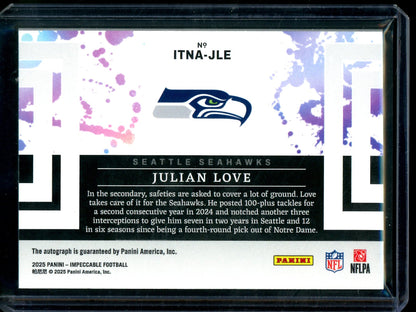 2025 Panini Impeccable Julian Love Autograph /99 Seahawks - Trading Card Market