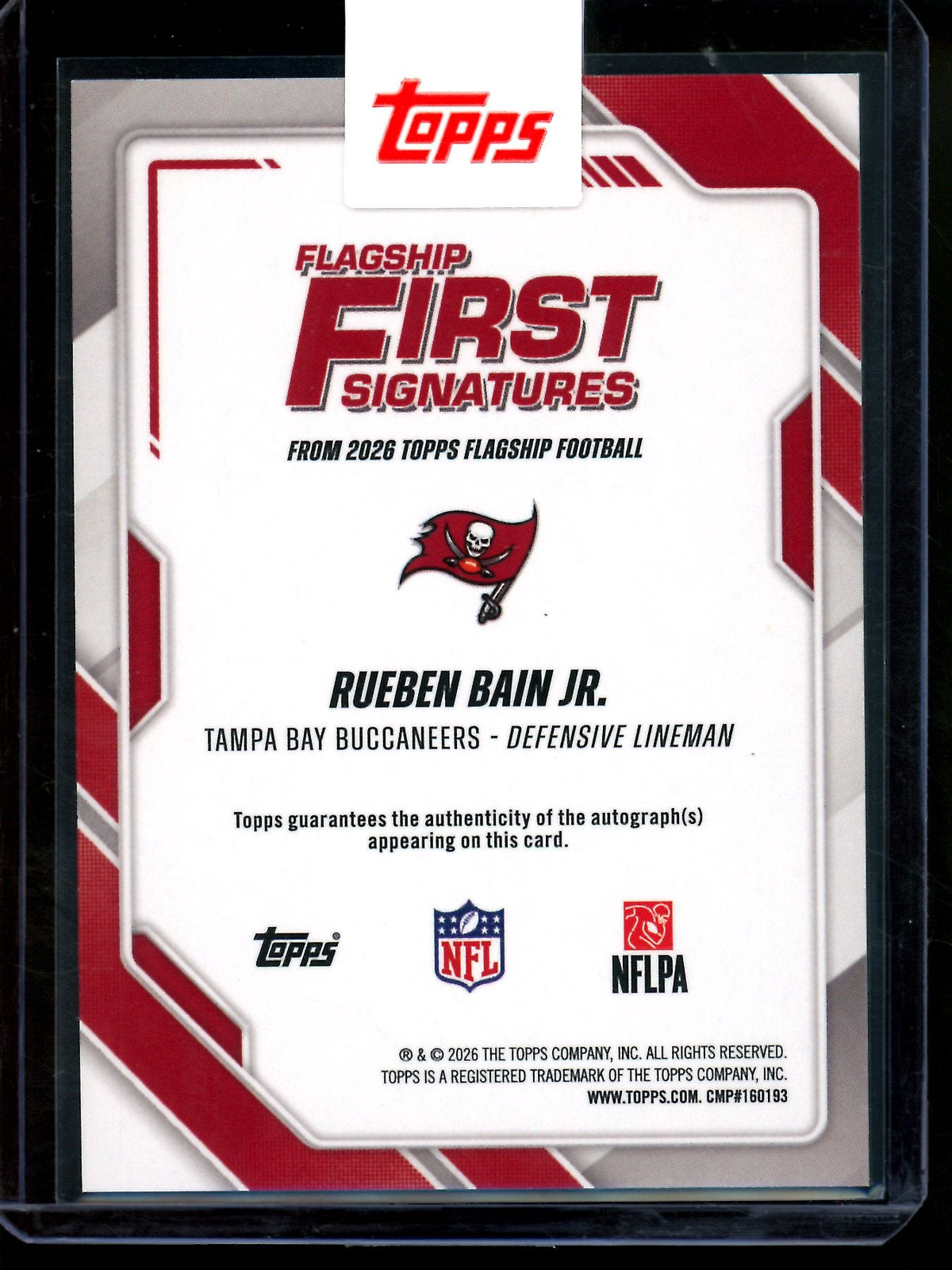 2026 Topps Flagship Rueben Bain Jr First Signatures Sealed Buccaneers