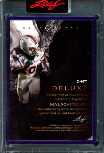 2026 Leaf Deluxe Malachi Toney Encased Autograph /5 Hurricanes