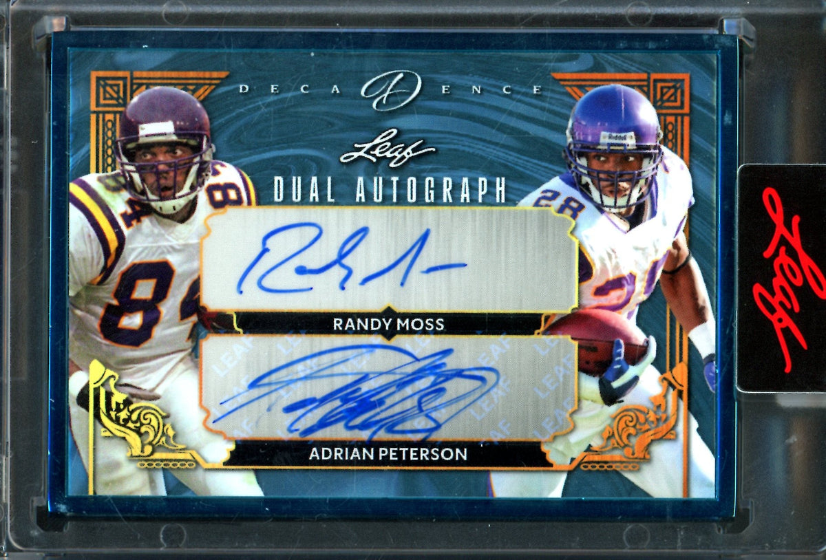 2026 Leaf Decadence Randy Moss / Adrian Peterson Dual Autograph Encased /10 Vikings
