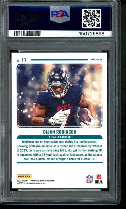 2023 Panini Optic Bijan Robinson Mythical Case Hit Rookie PSA 9 Falcons