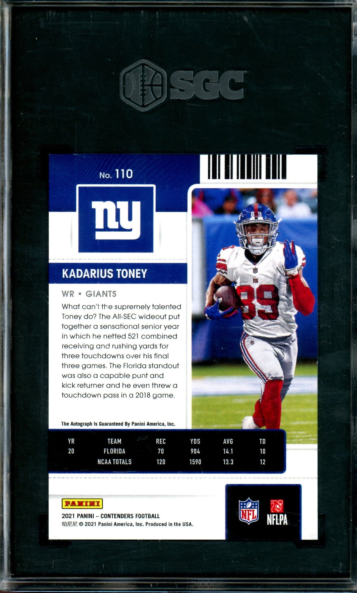 2021 Panini Contenders Kadarius Toney Playoff Ticket Rookie Autograph /99 SGC 9.5/10 Giants