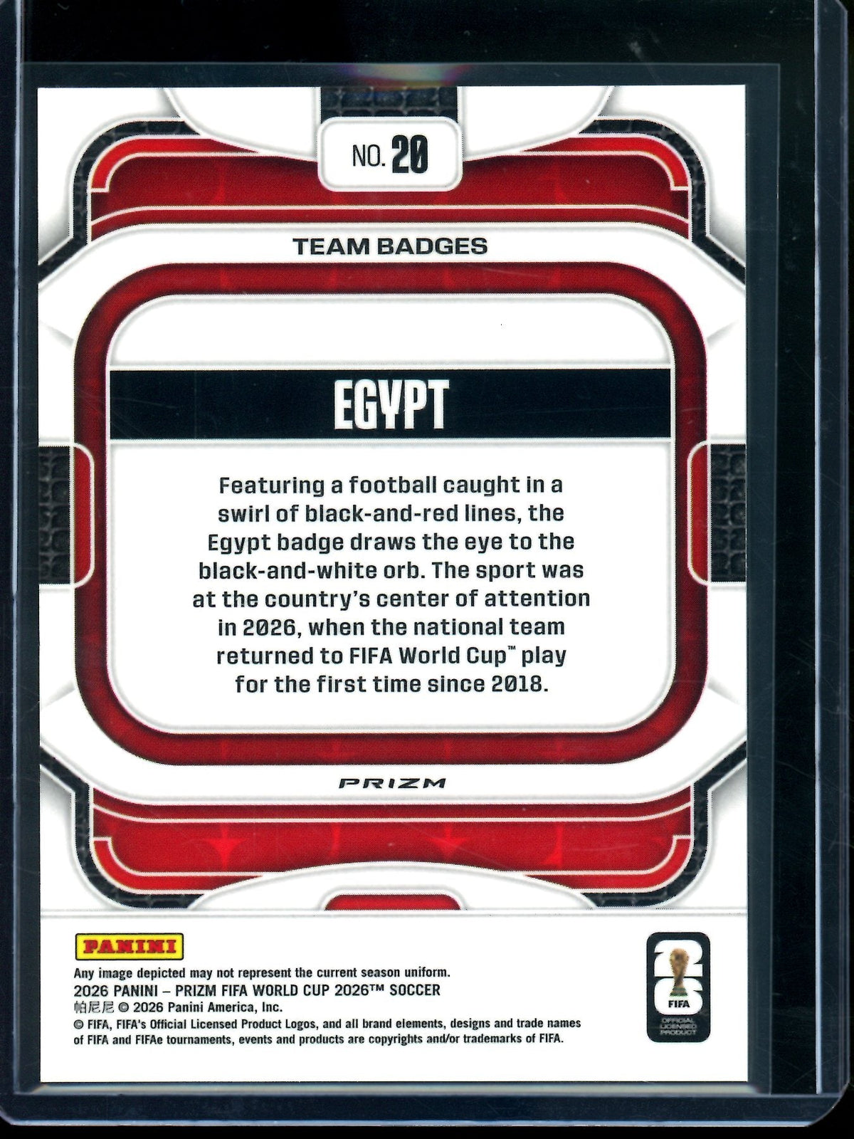 2026 Panini Prizm Egypt Team Badges Silver SP #20
