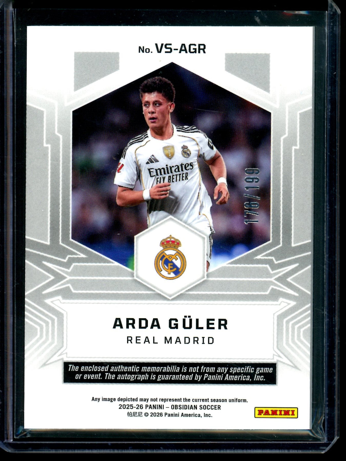 2025/26 Panini Obsidian Arda Guler Volcanic Relic Autograph /199 Real Madrid