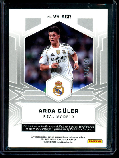 2025/26 Panini Obsidian Arda Guler Volcanic Relic Autograph /199 Real Madrid