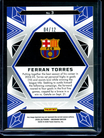 2025/26 Panini Obsidian Ferran Torres Red /12 Barcelona