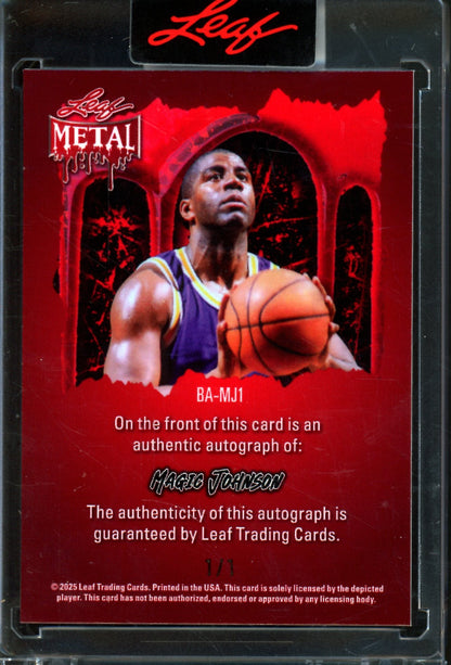 2025/26 Leaf Metal Magic Johnson Pumpkin Autograph 1/1 Lakers