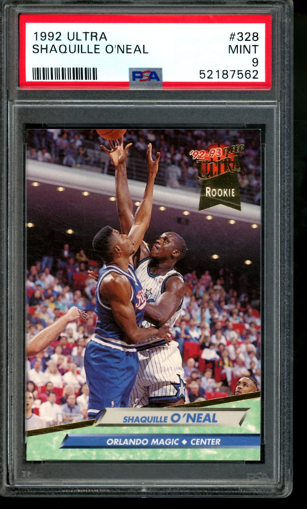 1992/93 Fleer Ultra Shaquille O'Neal Rookie Card RC #328 PSA 9 Magic