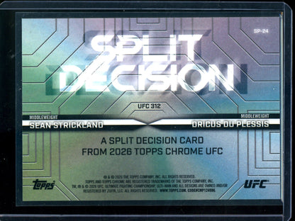 2026 Topps Chrome Sean Strickland / Dricus Du Plessis Split Decision Gold Refractor /50