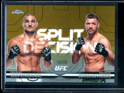 2026 Topps Chrome Sean Strickland / Dricus Du Plessis Split Decision Gold Refractor /50