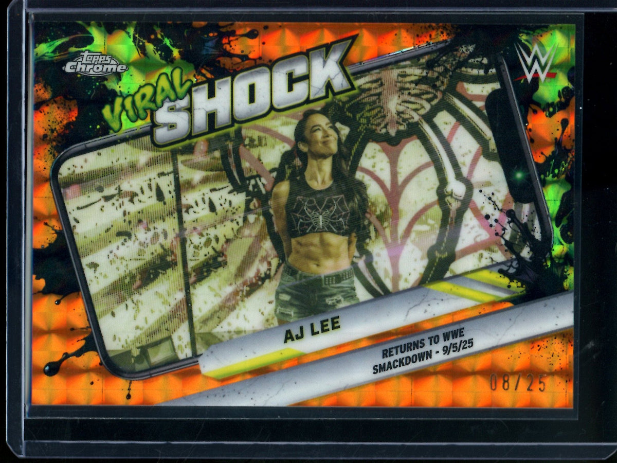 2026 Topps Chrome AJ Lee Viral Shock Orange Geometric Refractor /25