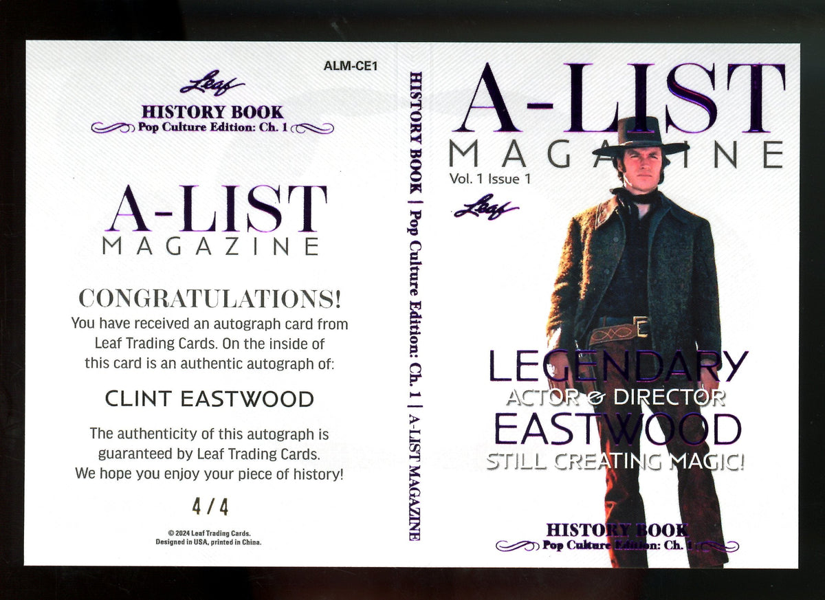 2024 Leaf History Book Clint Eastwood A-List Magazine Booklet Autograph /4