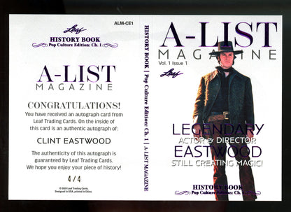 2024 Leaf History Book Clint Eastwood A-List Magazine Booklet Autograph /4