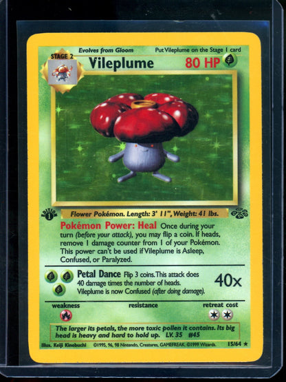 1999 Pokemon Jungle Vileplume 1st Edition Holo 15/64 - Trading Card Market