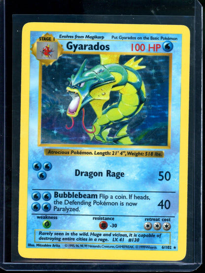 1999 Pokemon Base Set Gyarados Shadowless Holo 6/102