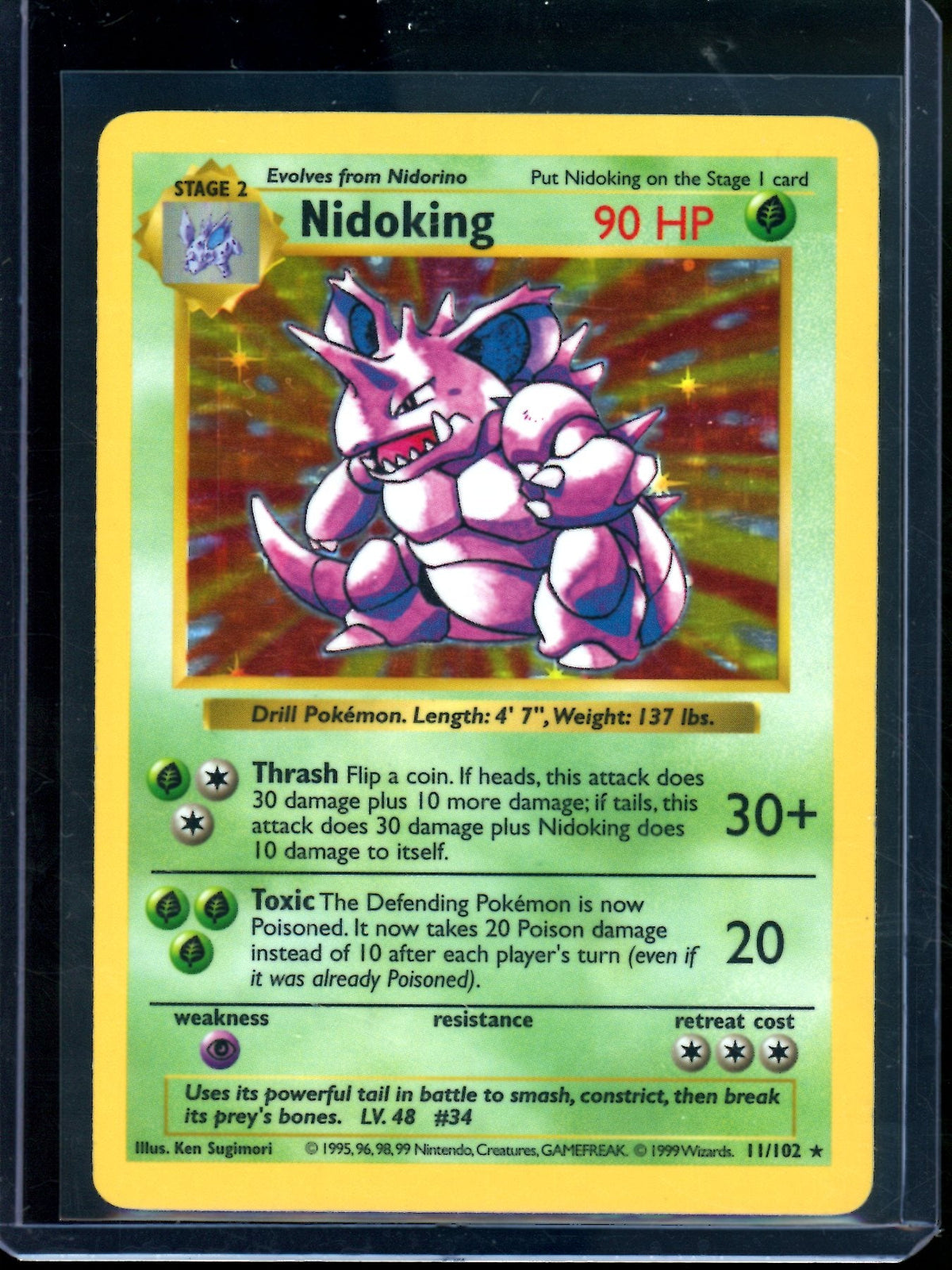 1999 Pokemon Base Set Nidoking Shadowless Holo 11/102