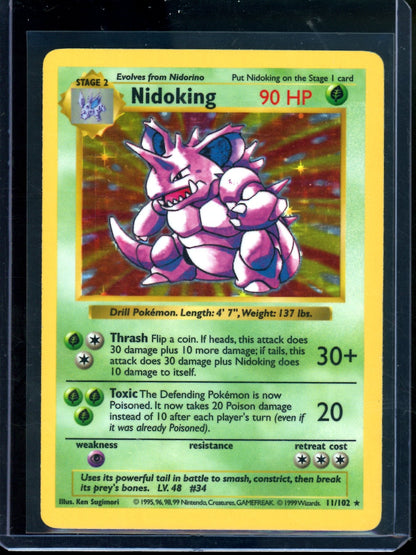 1999 Pokemon Base Set Nidoking Shadowless Holo 11/102