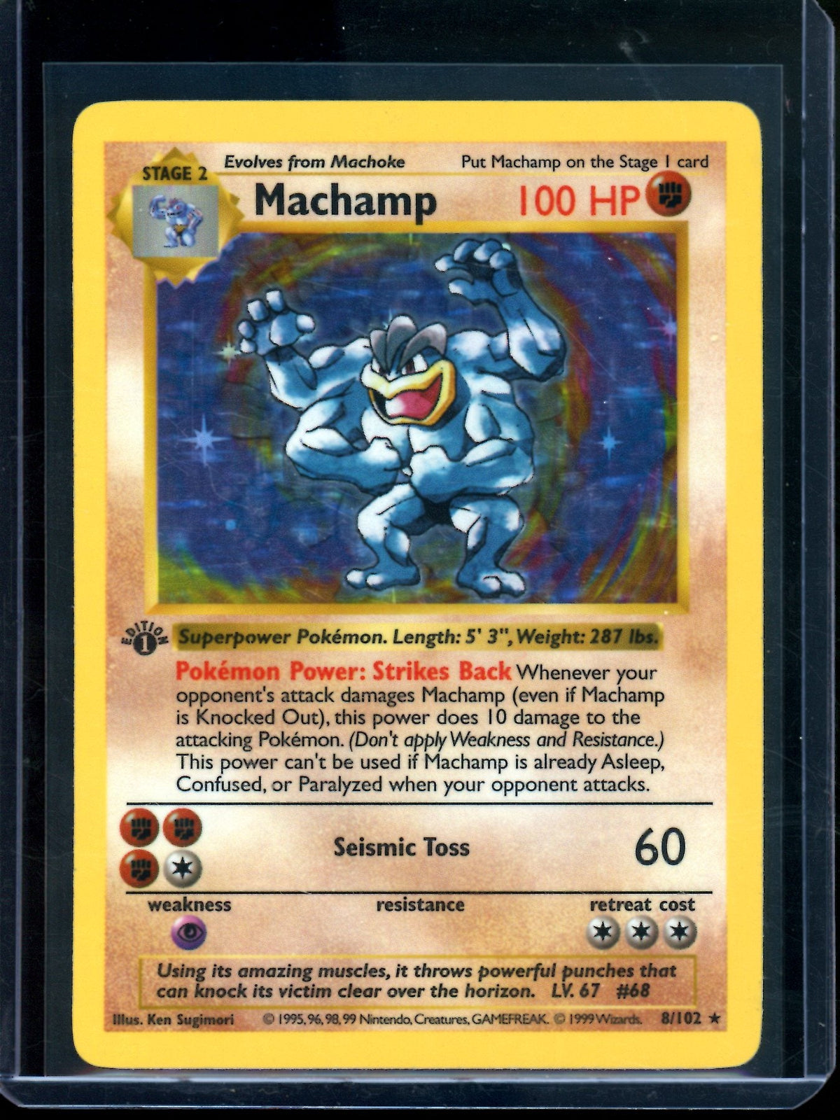 1999 Pokemon Base Set Machamp 1st Edition Shadowless Holo 8/10