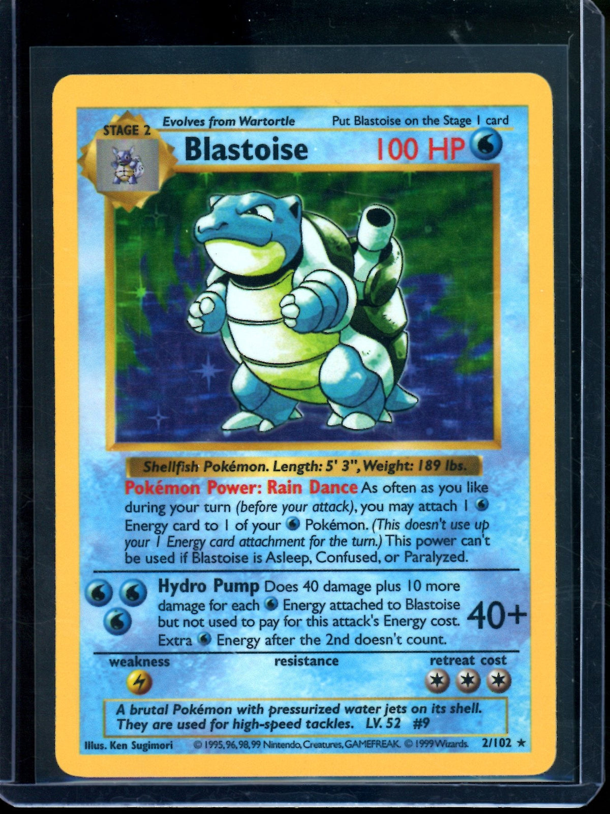 1999 Pokemon Base Set Blastoise Shadowless Holo 2/102