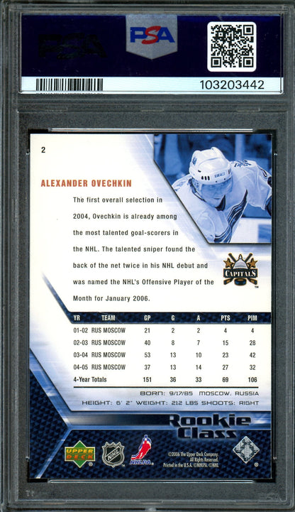 2005/06 Upper Deck Alexander Ovechkin Rookie Class RC #2 PSA 10 Capitals