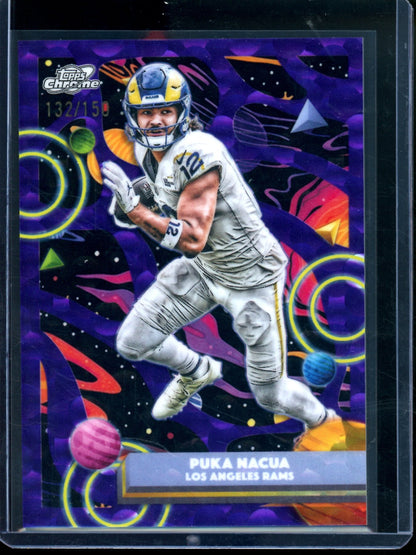 2025 Topps Chrome Cosmic Puka Nacua Purple Refractor /150 Rams