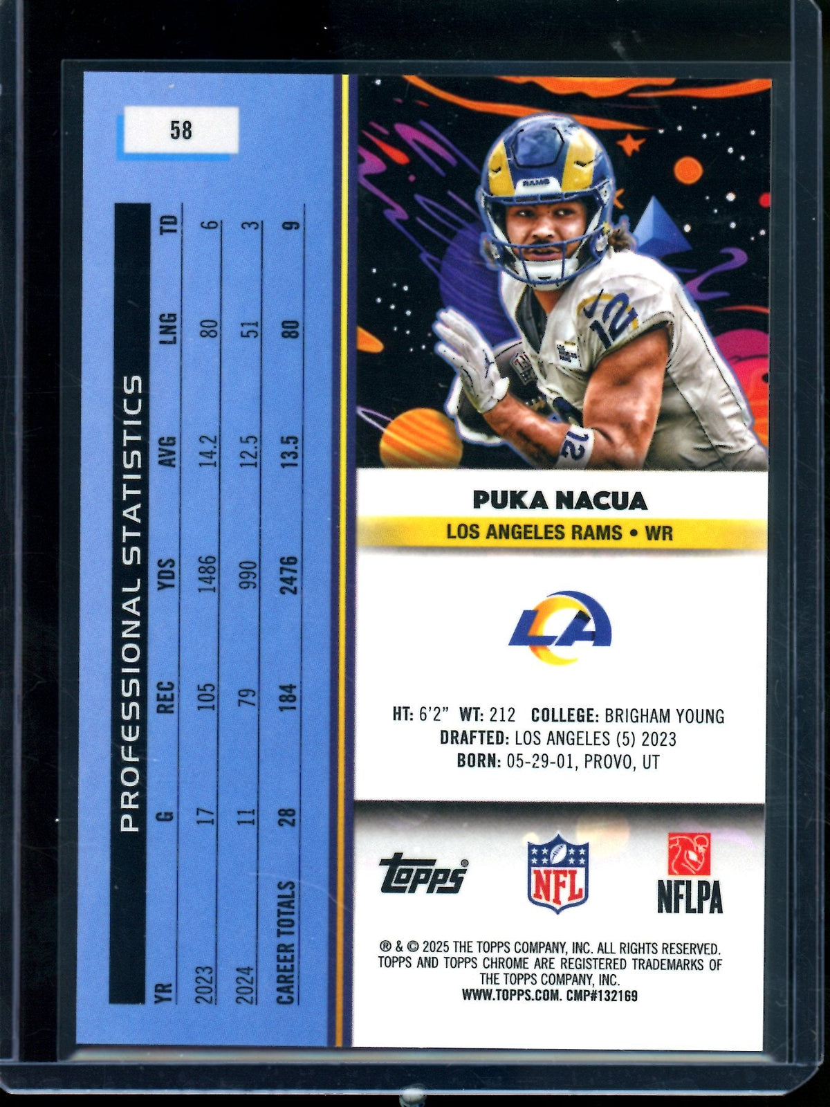 2025 Topps Chrome Cosmic Puka Nacua Purple Refractor /150 Rams