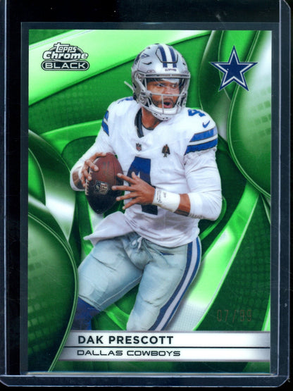 2025 Topps Chrome Black Dak Prescott Green Refractor /99 Cowboys