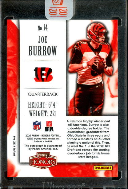 2020 Panini Honors Joe Burrow Cracked Ice Rookie Autograph Encased /4 Bengals