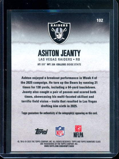 2025 Topps Signature Class Ashton Jeanty Refractor Rookie Autograph Raiders
