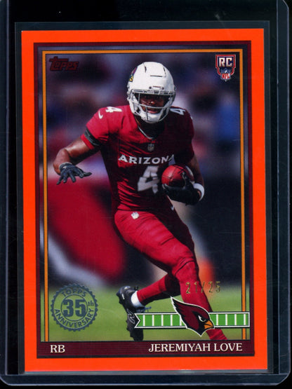 2026 Topps Flagship Jeremiyah Love 1991 Orange Rookie RC /25 Cardinals (Edge Damage)