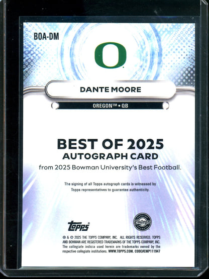 2025 Bowman Best U Dante Moore Best of 2025 Autograph Aqua Refractor /15 Ducks