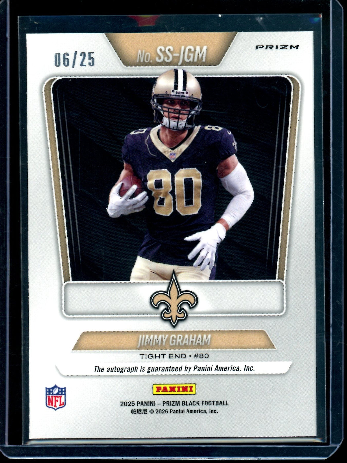 2025 Panini Prizm Black Jimmy Graham Sensational Signatures Mojo /25 Saints