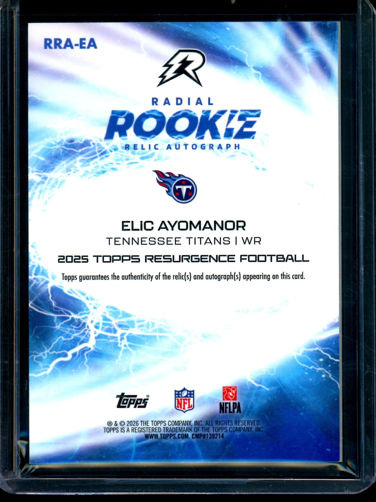 2026 Topps Resurgence Elic Ayomanor Radical Rookie RC Relic Autograph /125 Titans