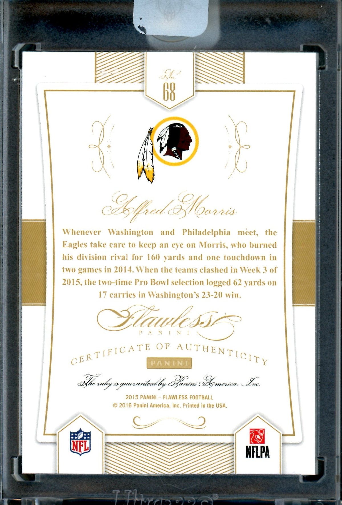2015 Panini Flawless Alfred Morris Ruby Encased /15 Redskins