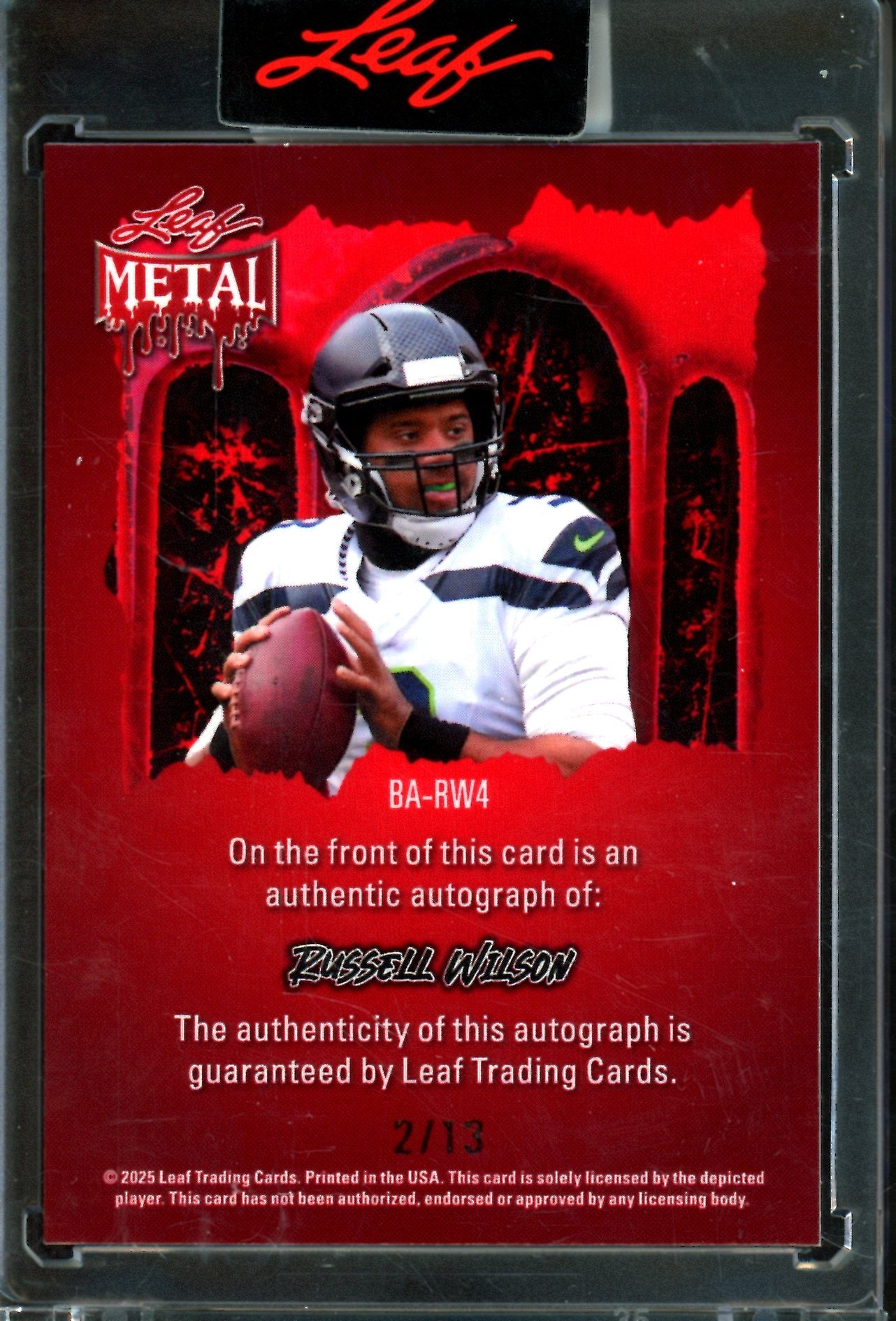 2025 Leaf Metal Russell Wilson Encased Autograph /13 Seahawks