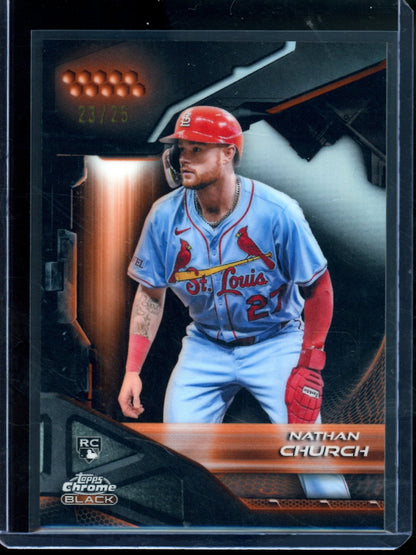 2026 Topps Chrome Black Nathan Church Rookie RC Orange Refractor /25 Cardinals