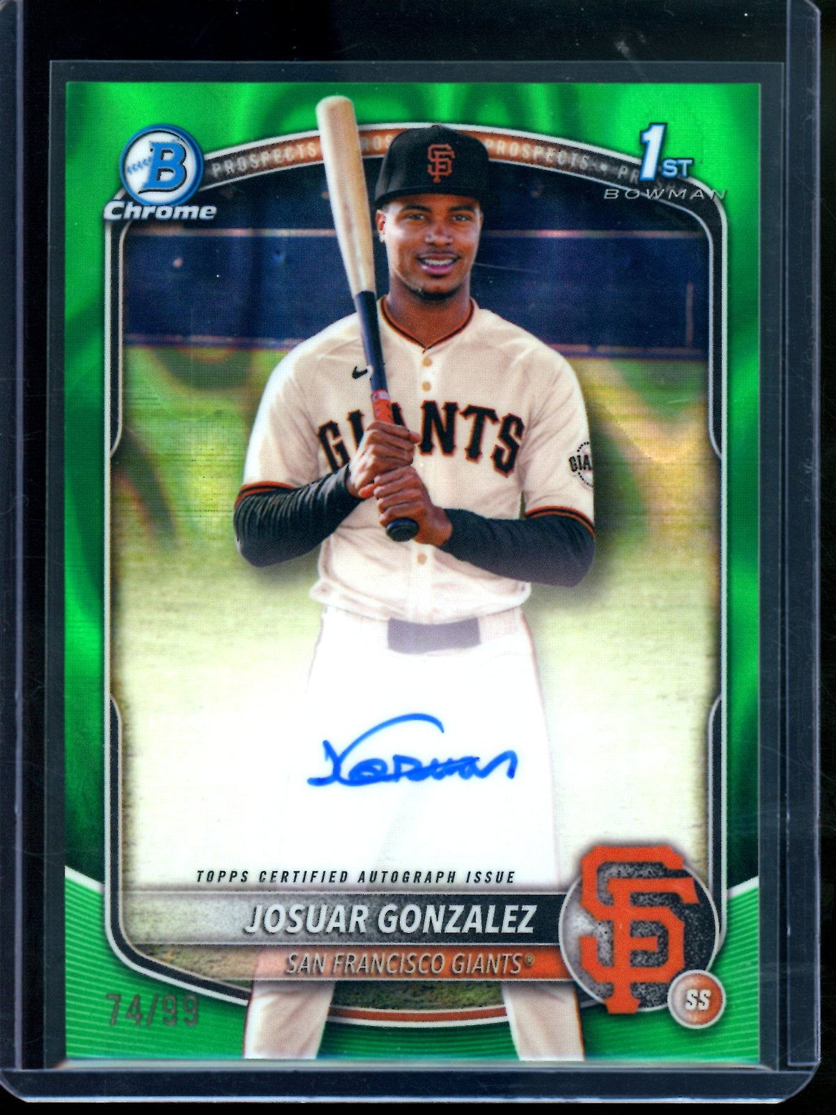 2025 Bowman Chrome Josuar Gonzalez 1st Green Lava Refractor Autograph /99 Giants - Trading Card Market