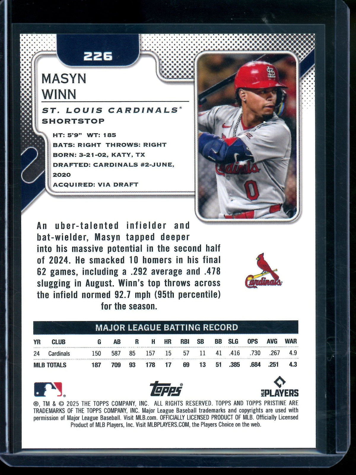 2025 Topps Pristine Masyn Winn Primaries Refractor /10 Cardinals